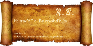 Missák Barnabás névjegykártya